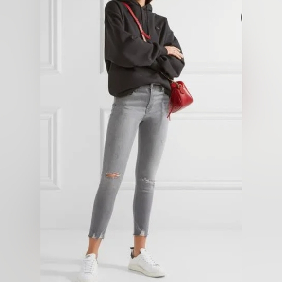 J Brand, Alana High Rise Cropped Provocateur Destruct Gray Skinny Jeans, Size 25 - Picture 3 of 12